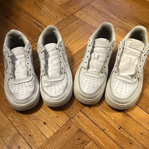 2 pairs of Nike Air Force sneakers. Youth 3.5.